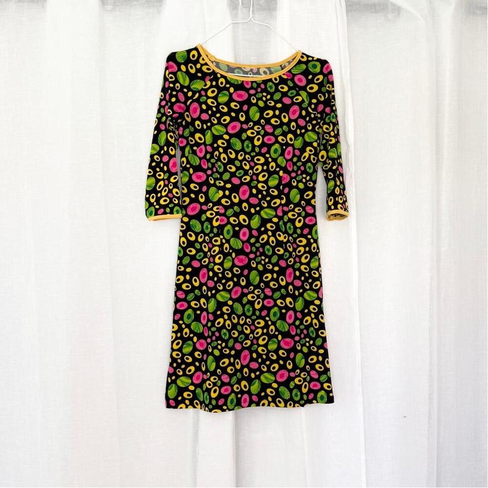 ✿ vintage psychedelic side slit mini dress ✿  I - Picture 2 of 6